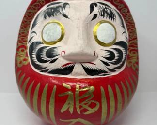 Large Japanese Red Daruma Doll in Papier-Mâché Construction	