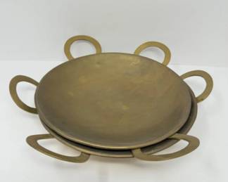 Gold-Tone Serving Dish w/ Circular Handles (Set of 3)	