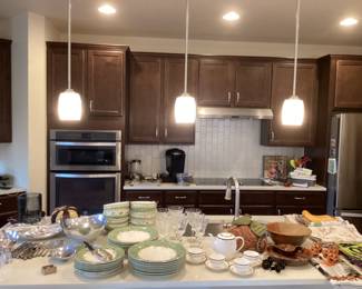 Kitchen items - Lenox Holiday dishes- Teavana tea set-