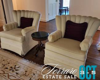 Pair of Padded Cream Sitting Chairs