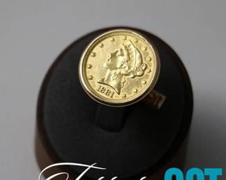 $5 US Gold Coin Cuff Links, (1881 & 1904)