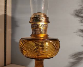 Aladdin Amber Glass Oil Lamp
