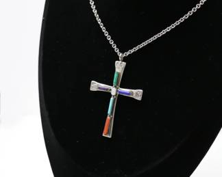 James Avery Sterling Chain Handmade Zuni Cross Pendant