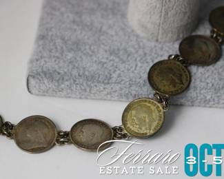 British 3-Pence Silver Coin Bracelet