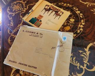 A. Cuomo & Co. Sorrento Wood Game Table with Floral Motive Inlay (complete with four matching chairs, purchased in Italy)