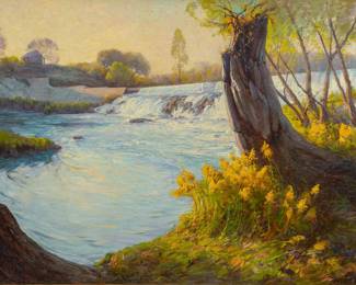 Julian Onderdonk Late Afternoon on the San Marcos River, oil on canvas