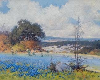 Robert Wood, bluebonnet landscape, oil on canvas