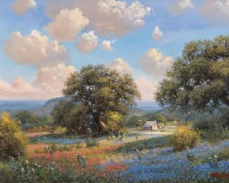 Kay Walton Texas, 20th21st C., bluebonnet landscape, oil on canvas