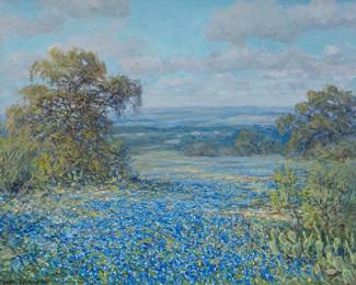 Robert Harrison Texas, b. 1949, Bluebonnets Near Wimberley, oil on canvas