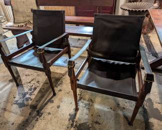 Campaign Style Leather Safari Chairs