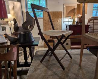 1930's Wood & Canvas Folding Campaign Style Chair