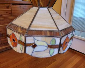Leaded glass 80's style kitchen light fixture