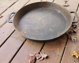Large cast iron pan with handles