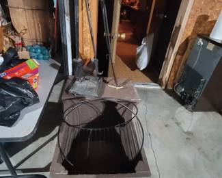 Wood fireplaces tools and wood box