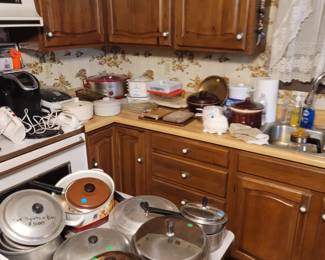 Pots and Pans, kerig, crockpot, wine bottle opener, pyrex, corningware,