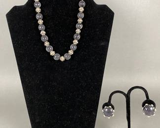 Nettie Rosenstein Glass Beaded Necklace With Matching Clip On Earrings