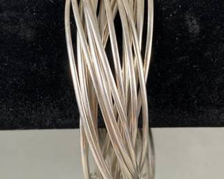 Sterling Silver Interlocking Multi Bangle Bracelet