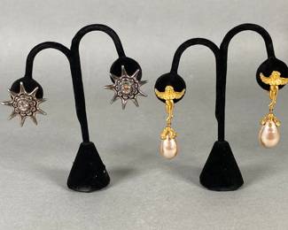 Two Pairs Of Vintage Clip On Earrings