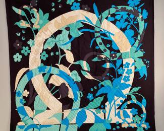 Salvatore Ferragamo Gancini Logo Floral Silk Scarf