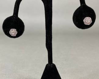 Pair Of Sterling Silver And Rhinestone Earrings