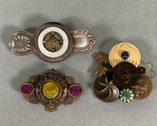 Artisan Made, Mixed Medium Brooches (3)