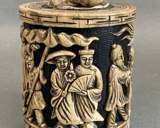 Chinese Carved Stone Canister