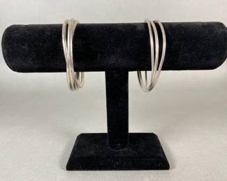 Two Sterling Silver Interlocking Bracelets