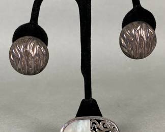 Sterling Silver Pin With Clip On Earrings