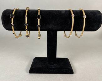 Five Fashion Gold Tone With Black And White Stone Bracelets