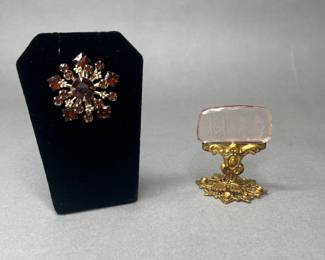 Mounted Intaglio Glass Cameo With Brooch