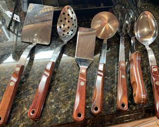 Rare Wooden Saladmaster Riveted cooking set.
