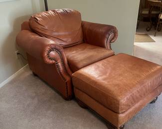 Leather chair and ottoman