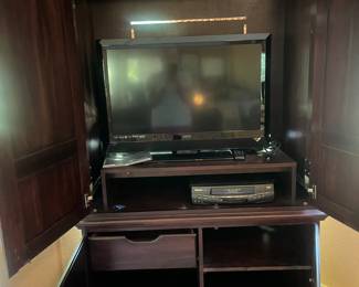 Inside view of entertainment hutch