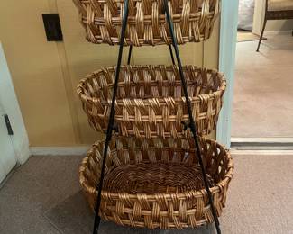 Three tiered basket storage