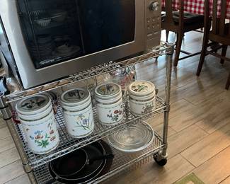 ROLLING CARD, MICROWAVE OVEN, CANNISTER SET, COOKWARE