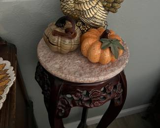 MARBLE TOP PLANT STAND, FALL DECOR