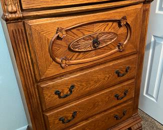 OAK CHEST, HAS COORDINATING DRESSER W/MIRROR