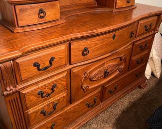 OAK DRESSER WITH MIRROR, HAS COORDINATING CHEST