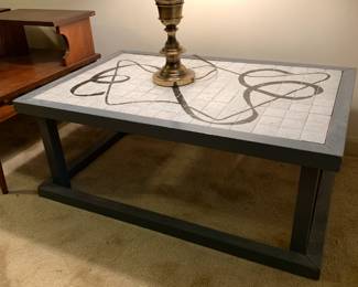 #43 Home-made Tile Top Wood Base Table (as is needs reinforcing) - 25.5x38.5x15 $25.00