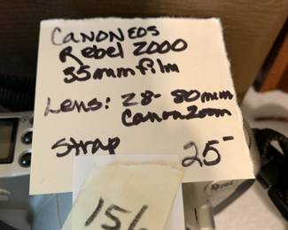 #156 Canon EOS Rebel 2000 35 MM Fil Lens: 28-80 mm zoom strap $25.00