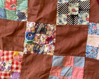 #74 Quilt Scrappy 9 patch (various fabrics) Quilt Top $30.00