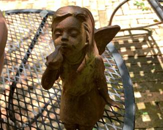 #52 Wrought Iron Fairy kissing a bird 7" $25.00