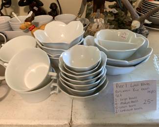 #75 Pier 1 Lotus White Porcelain Rice Bowl Set - 14 pcs $25.00