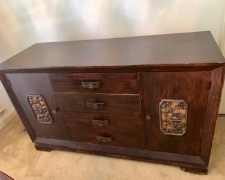 #16 Mid-Century Asian Buffet - w/6 drawers & 2 doors (2 silverware drawers) - 54x19x23 $250.00