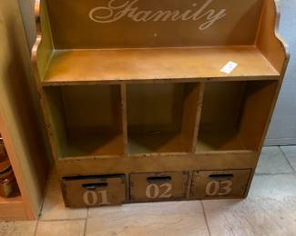 #8 Wood Wall Hanging Cubby w/3 Drawers - 2'x7"x25"T $30.00