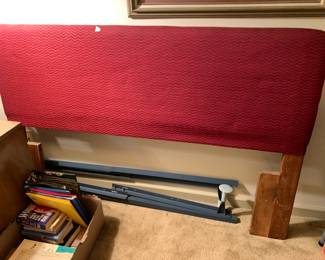 #39 Red Woven Fabric Headboard w/rails - full to queen $30.00