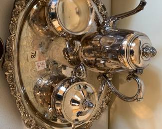#79 4 pc Silver Tea Set $30.00