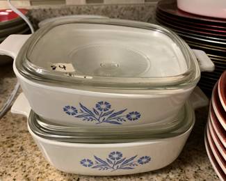 #85 Set of 4 pc Corning Ware Blue Flower Vegetable Bowls w/lids $20.00