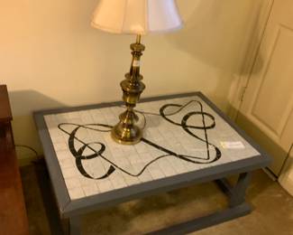 #43 Tab - BD3 Home-made Tile Top Wood Base Table (as is needs reinforcing) - 25.5x38.5x15 $25.00