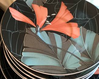#76 "Sango" Artistic Black Floral China - set of 46 Pcs. $65.00